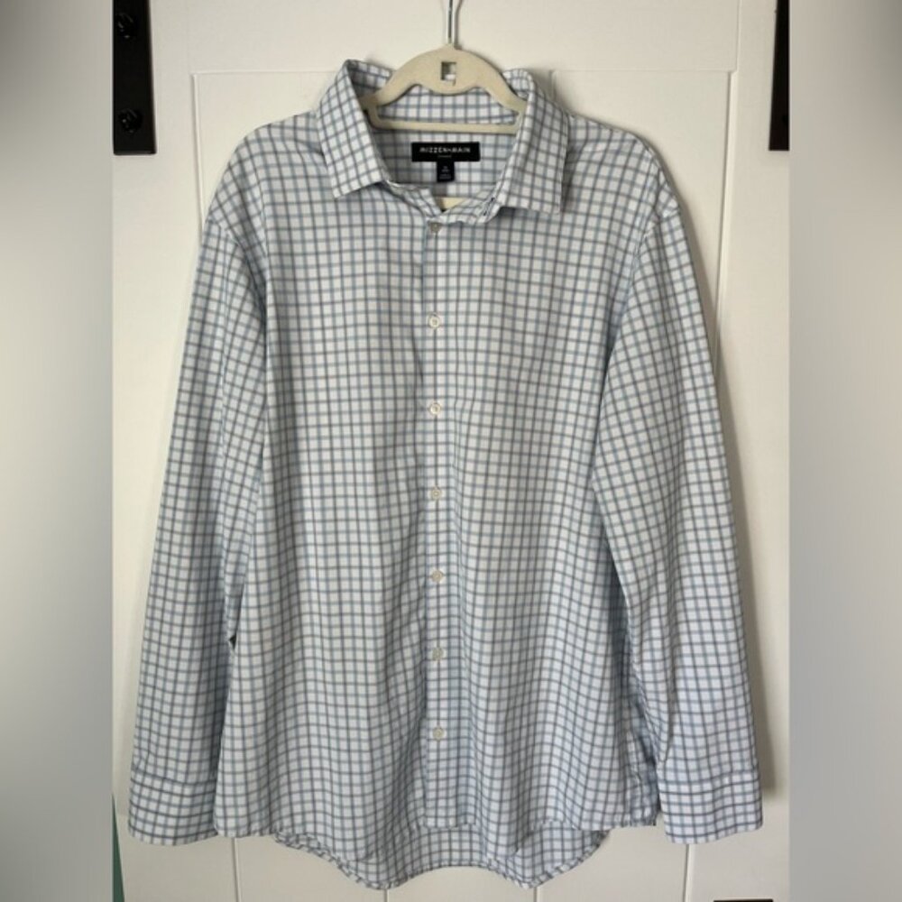 Mizzen+Main Leeward Men's White and Blue Checkered Dress Shirt